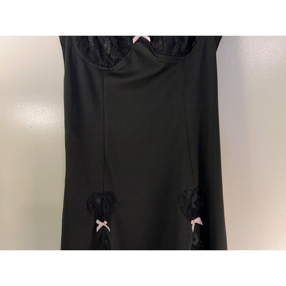 Black Slip Lace Dress Women Size M Babydoll Nightie Lingerie Chemise Cami Nightg - Picture 4 of 16